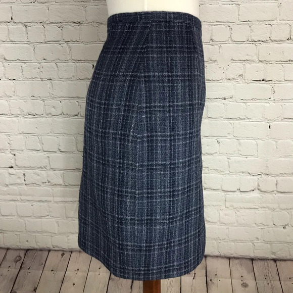 Vintage Women’s Tailor B. Moss Blue and Cream Fully Lined Skirt - Size 2 - Picture 2 of 5